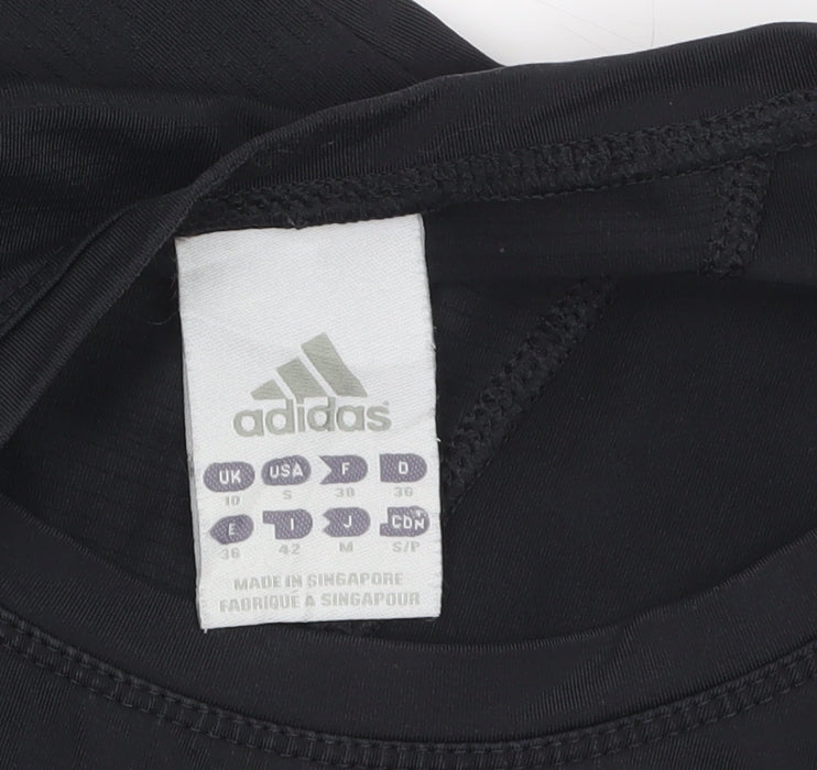 Adidas Women Black Size 10 Slim Fit Climalite Activewear T-Shirt