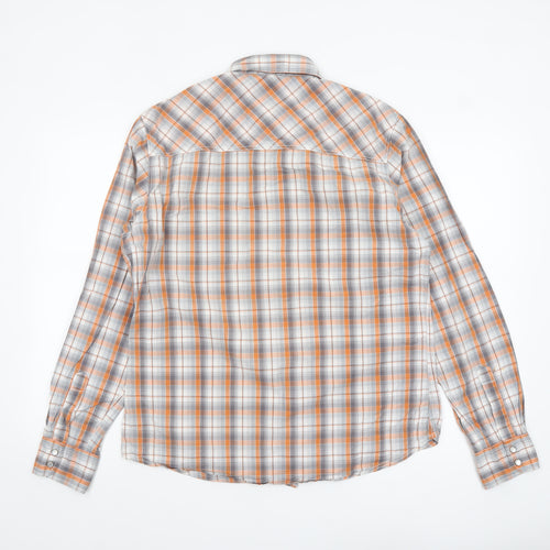 SoulCal Men's Orange Plaid Long Sleeve Cotton Button-Up Shirt Size L