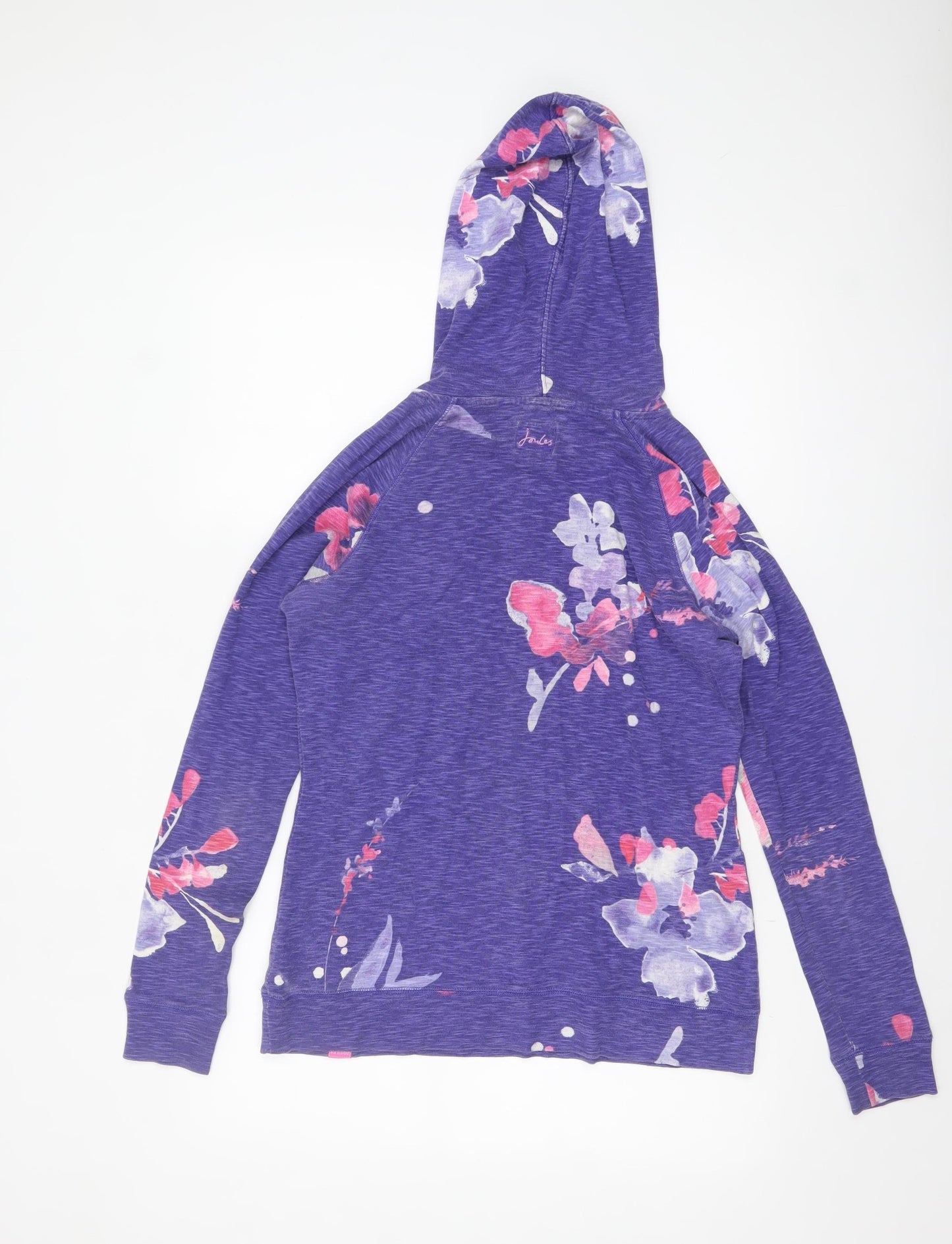 Joules Womens Purple Floral Hoodie Size 12 Cotton Pullover