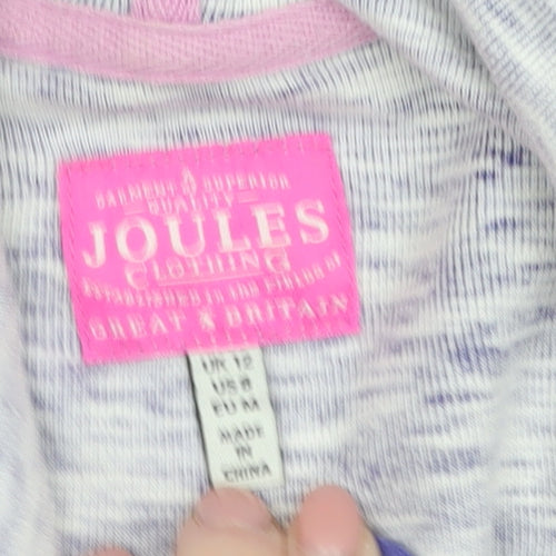 Joules Womens Purple Floral Hoodie Size 12 Cotton Pullover