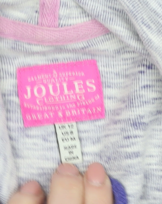 Joules Womens Purple Floral Hoodie Size 12 Cotton Pullover