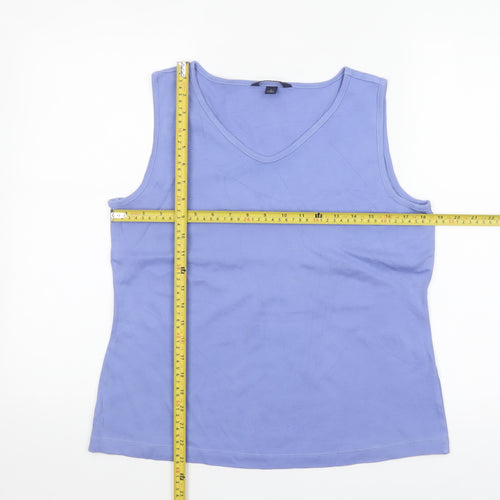 Lands' End Women's Blue Cotton Jersey V-Neck Tank Top Size S
