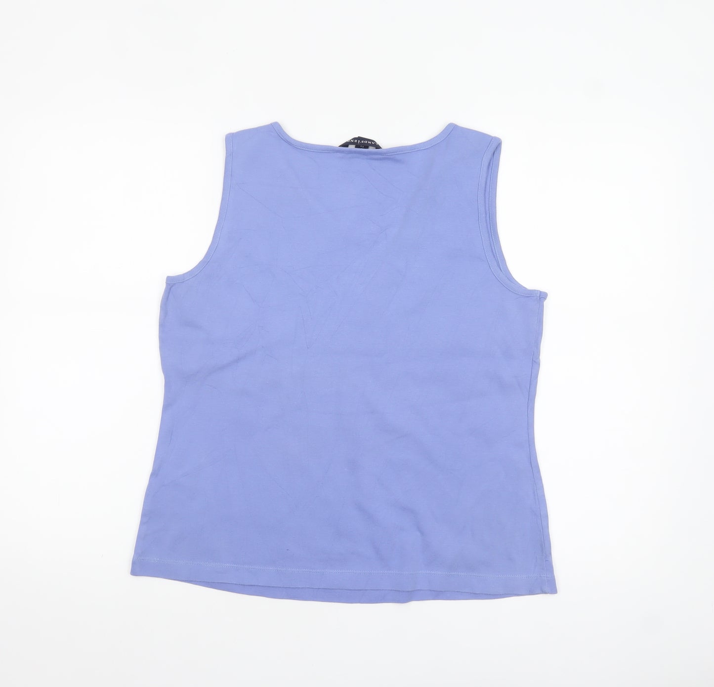 Lands' End Women's Blue Cotton Jersey V-Neck Tank Top Size S