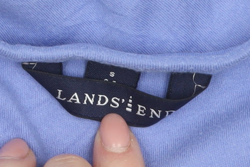 Lands' End Women's Blue Cotton Jersey V-Neck Tank Top Size S