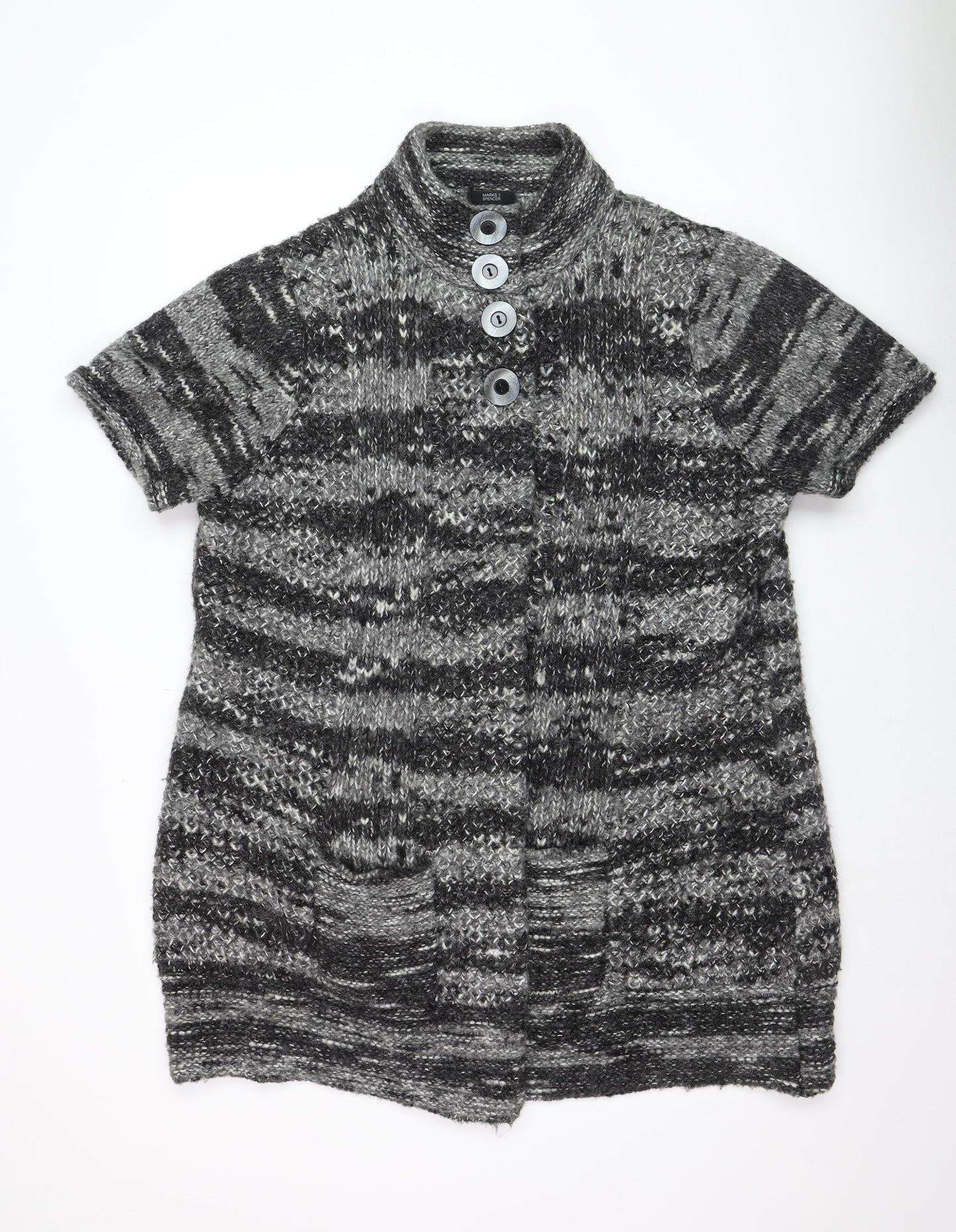 Marks and Spencer Women's Grey Chunky Knit Short Sleeve Cardigan Size 22