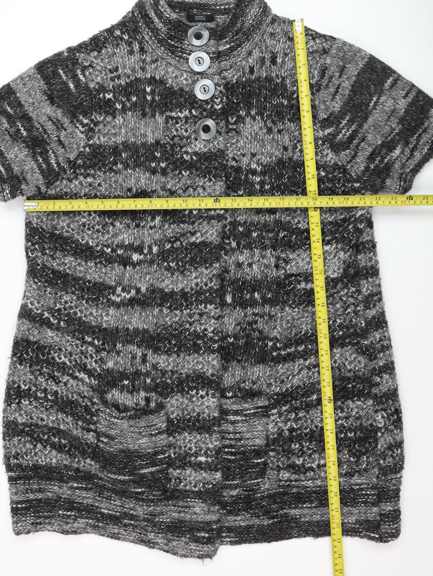 Marks and Spencer Women's Grey Chunky Knit Short Sleeve Cardigan Size 22