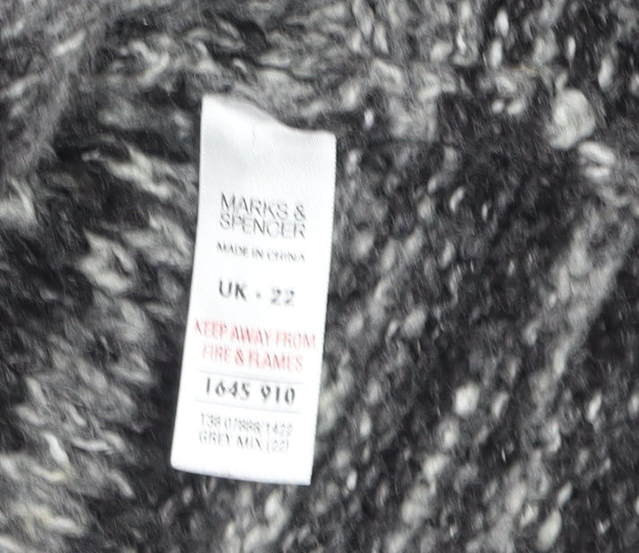 Marks and Spencer Women's Grey Chunky Knit Short Sleeve Cardigan Size 22