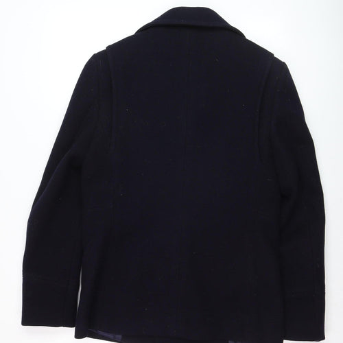 Peacebird Men Black Wool Pea Coat L Mid-Length Double Breasted