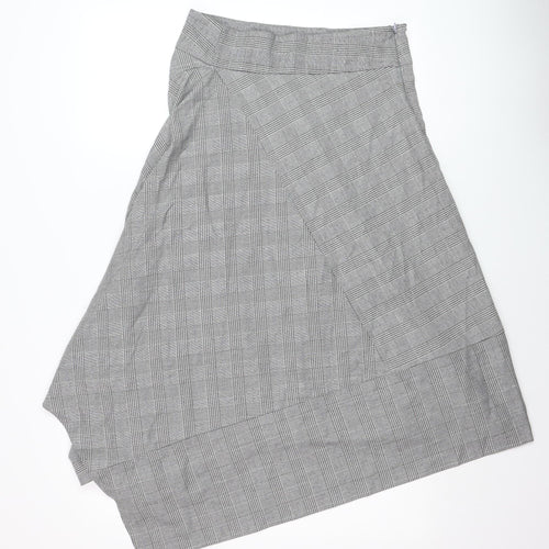 Marks and Spencer Women Grey Check A-Line Midi Skirt Size 10