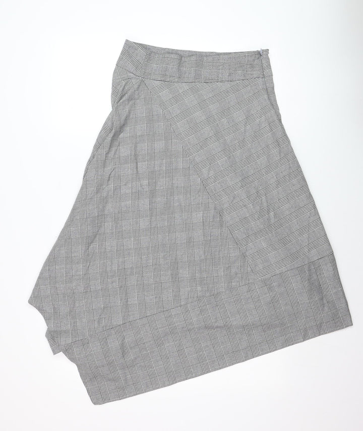 Marks and Spencer Women Grey Check A-Line Midi Skirt Size 10