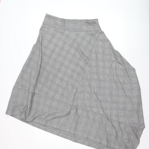 Marks and Spencer Women Grey Check A-Line Midi Skirt Size 10