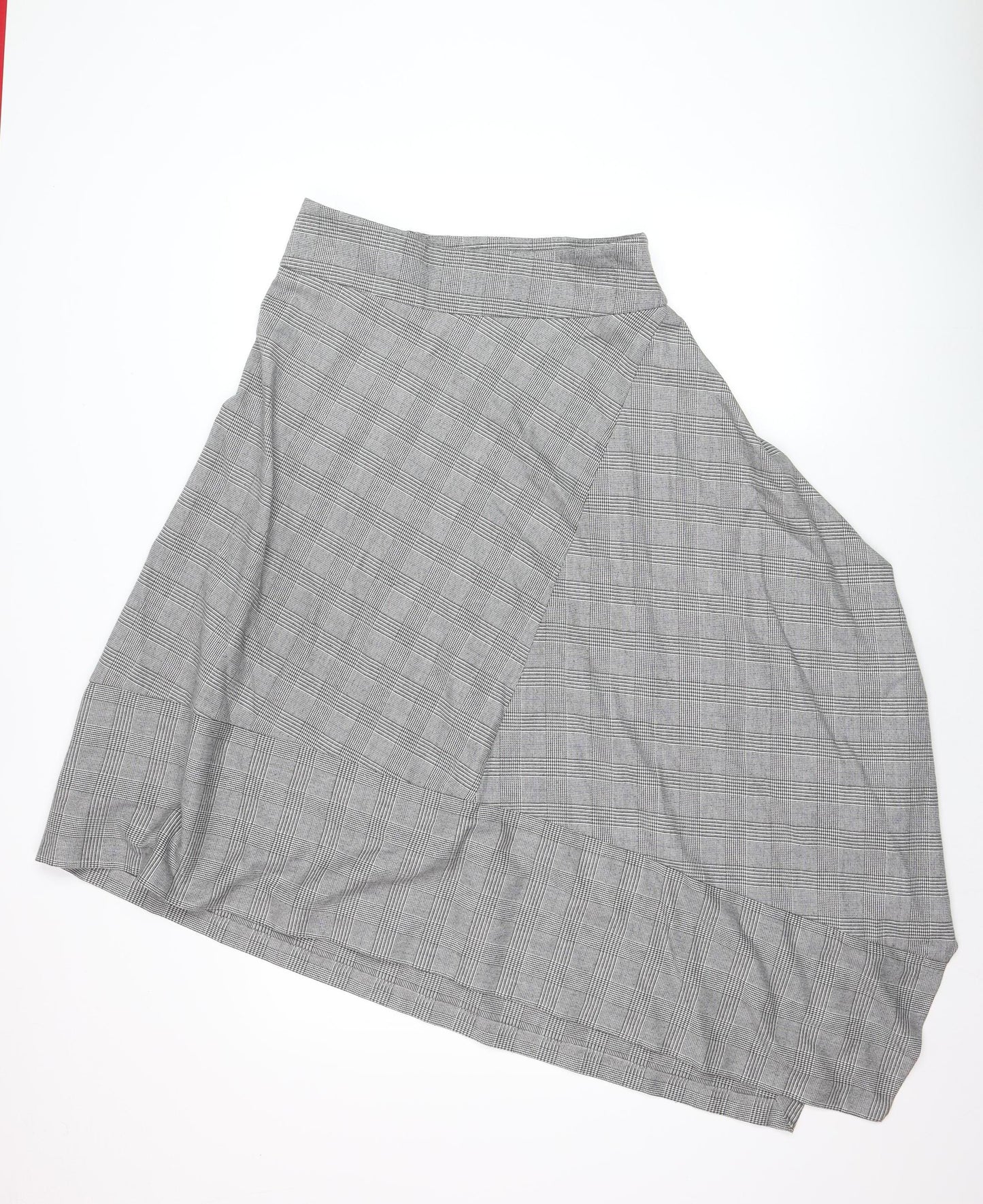 Marks and Spencer Women Grey Check A-Line Midi Skirt Size 10