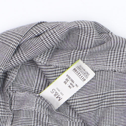 Marks and Spencer Women Grey Check A-Line Midi Skirt Size 10