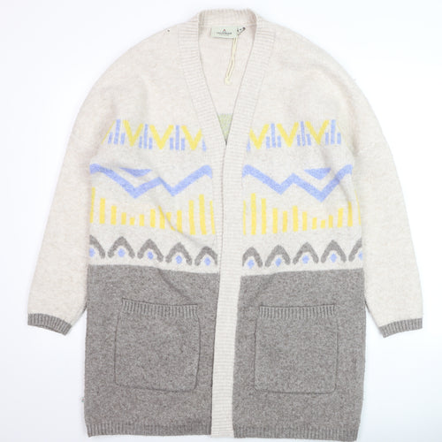 Passenger Womens Beige Geometric Knit Long Cardigan XS