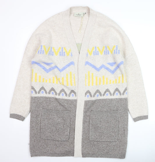 Passenger Womens Beige Geometric Knit Long Cardigan XS