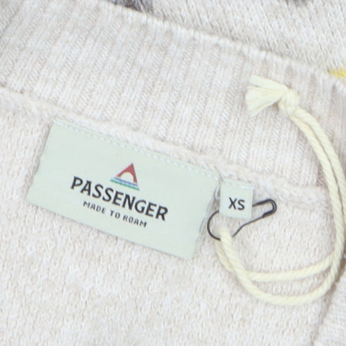 Passenger Womens Beige Geometric Knit Long Cardigan XS