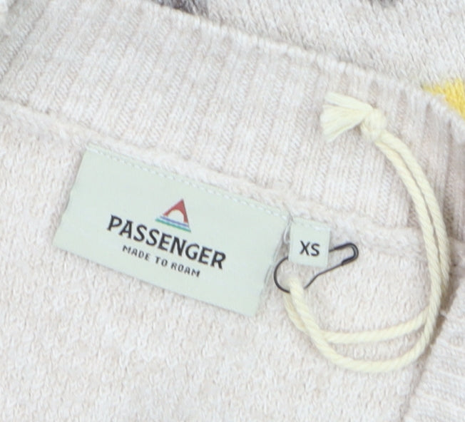 Passenger Womens Beige Geometric Knit Long Cardigan XS