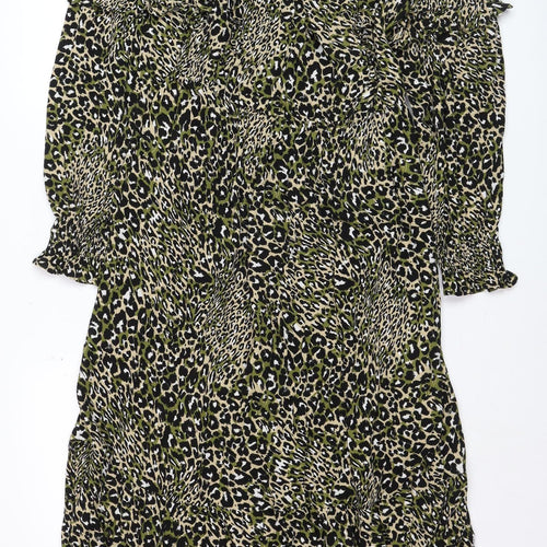 Marks and Spencer Women's Multicoloured Animal Print Midi A-Line Dress Size 14