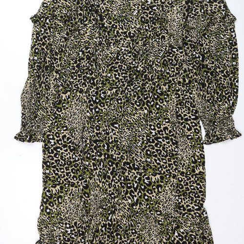 Marks and Spencer Women's Multicoloured Animal Print Midi A-Line Dress Size 14