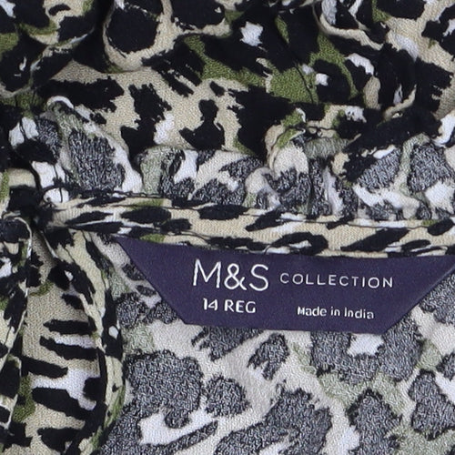 Marks and Spencer Women's Multicoloured Animal Print Midi A-Line Dress Size 14
