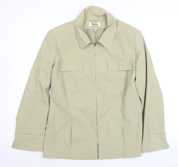 Melrose Women Beige Size 14 Zip Up Lined Basic Jacket