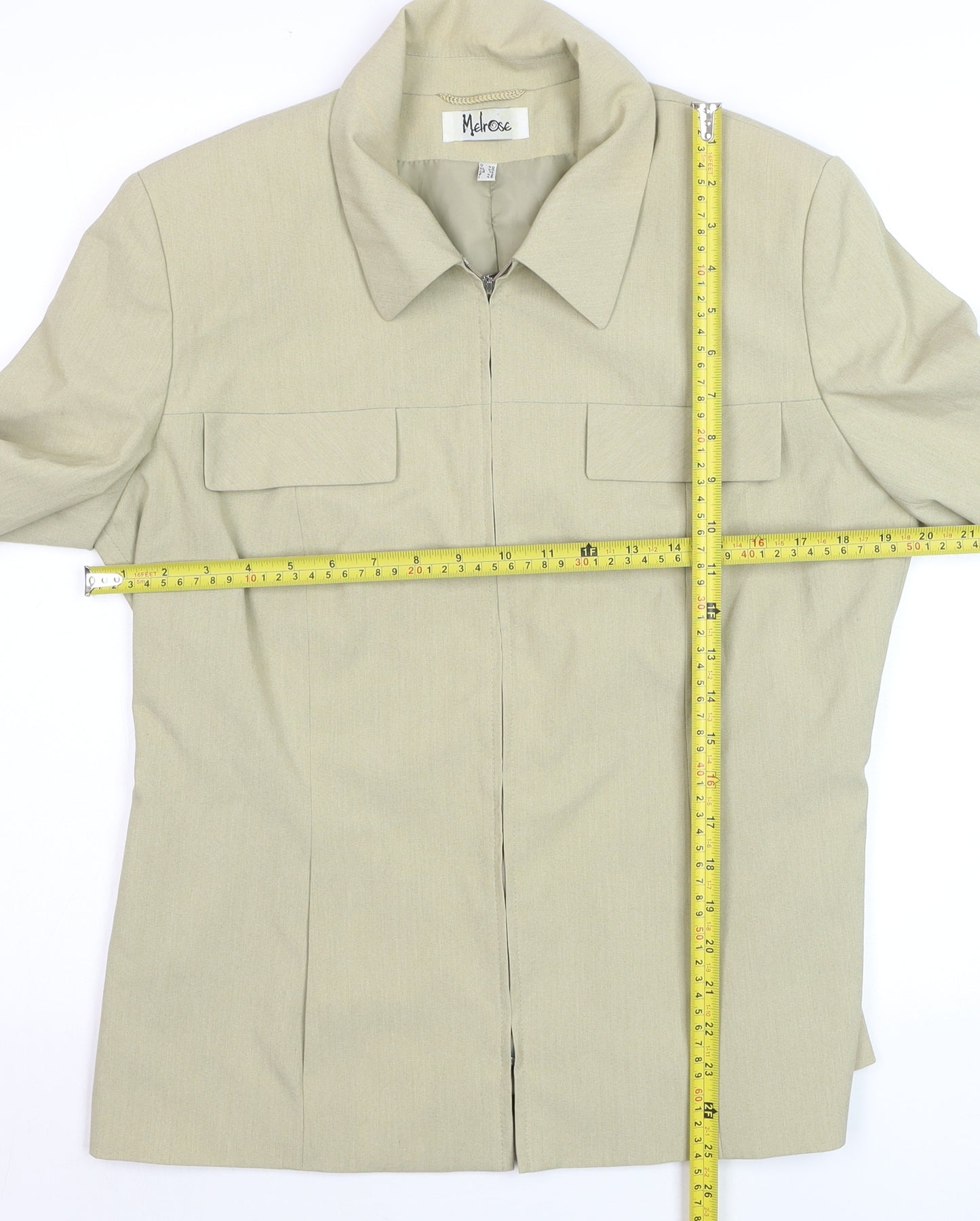 Melrose Women Beige Size 14 Zip Up Lined Basic Jacket