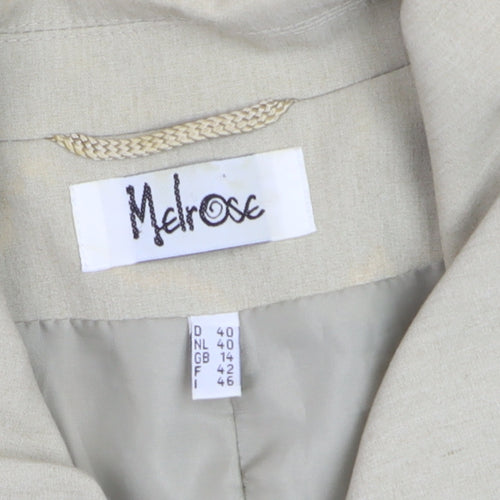 Melrose Women Beige Size 14 Zip Up Lined Basic Jacket