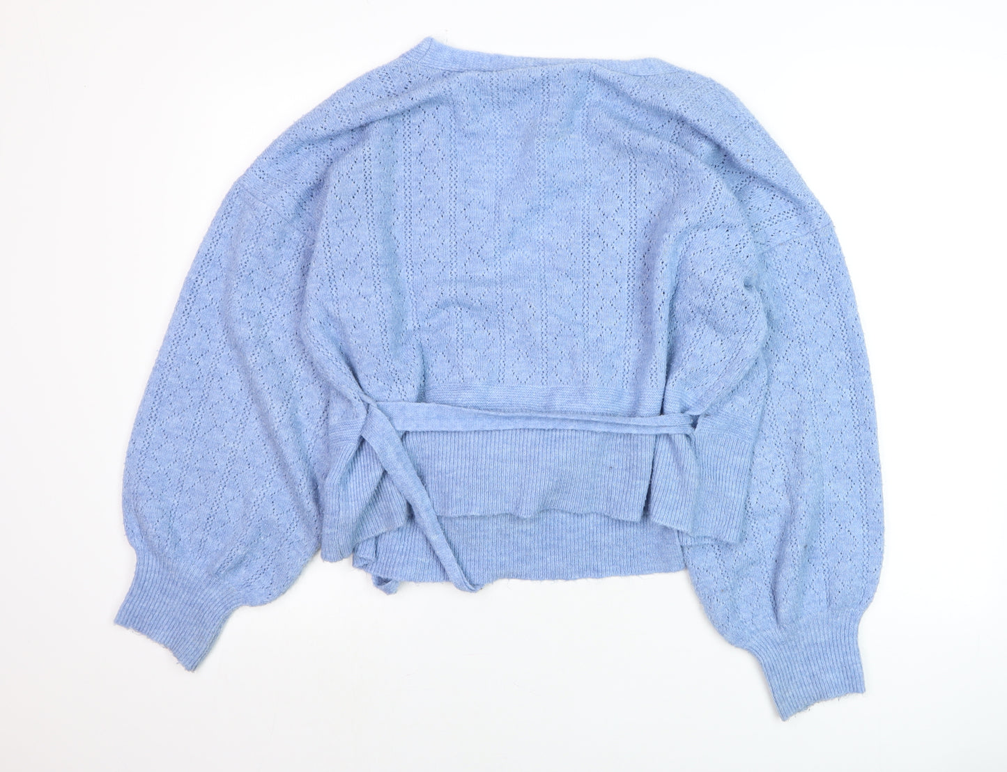 Topshop Women's Blue V-Neck Wrap Knit Jumper Size M