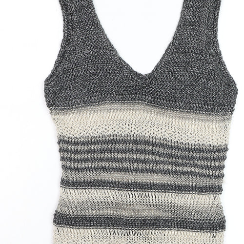 Next Women’s Multicoloured Knit Striped V-Neck Tank Top Size 8