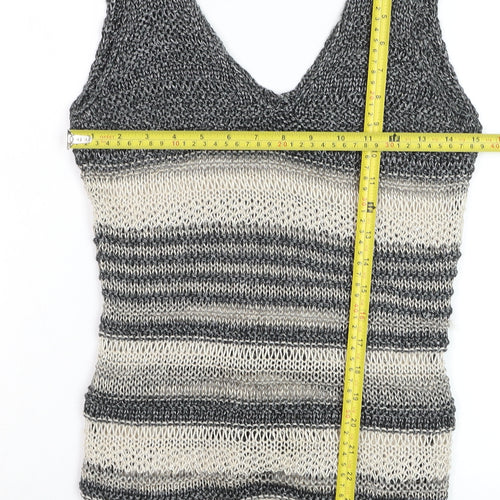 Next Women’s Multicoloured Knit Striped V-Neck Tank Top Size 8