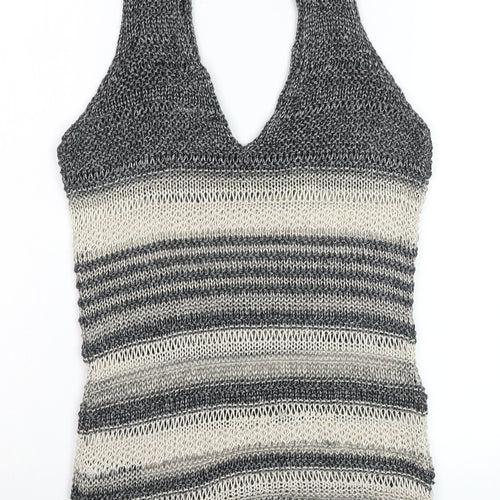 Next Women’s Multicoloured Knit Striped V-Neck Tank Top Size 8