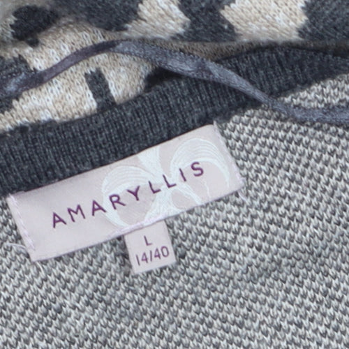 Amaryllis Womens Beige Animal Print Knit Cardigan Size 14