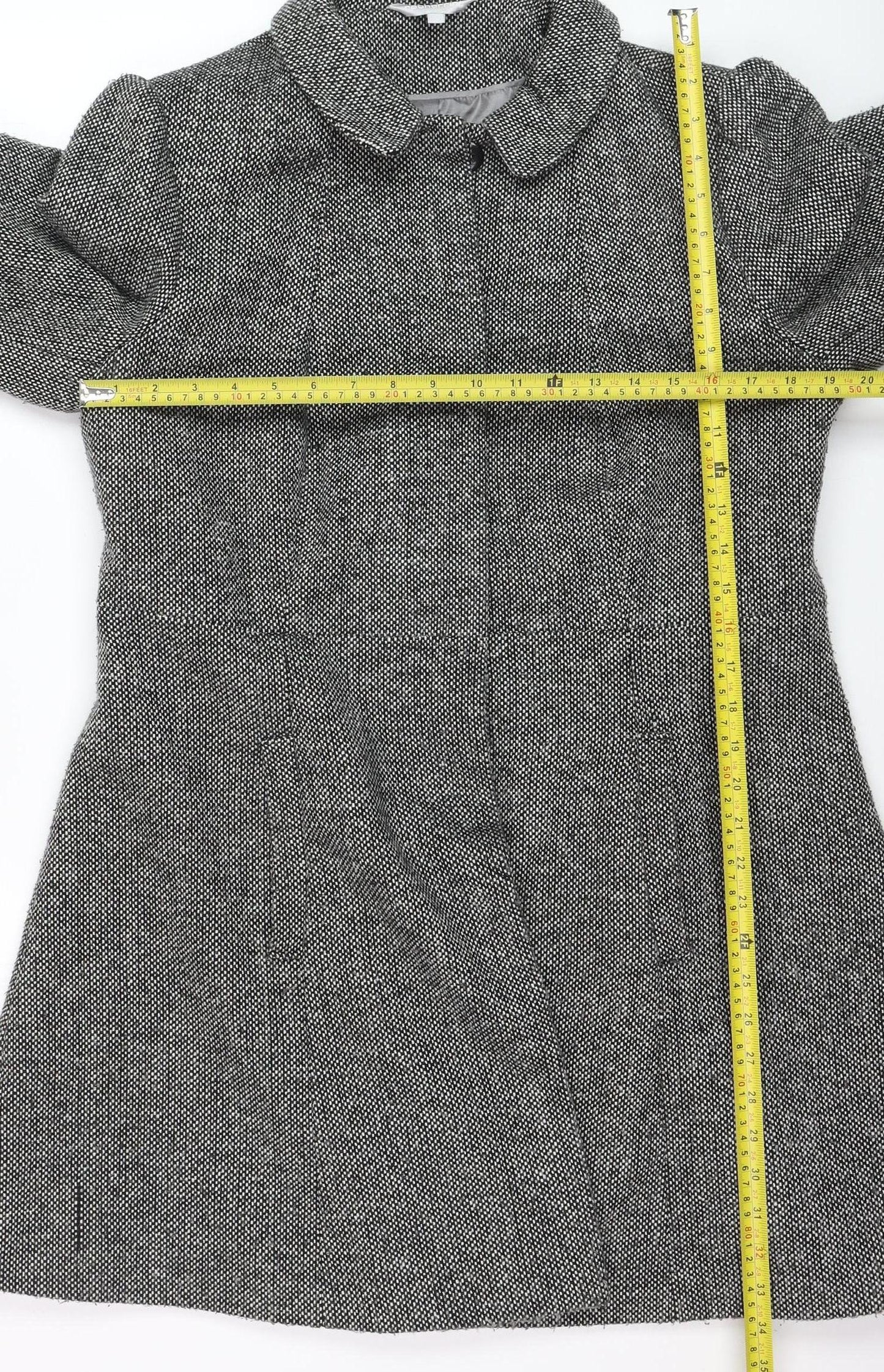 Reed Krakoff Womens Grey Wool Blend Tweed Overcoat Size 12