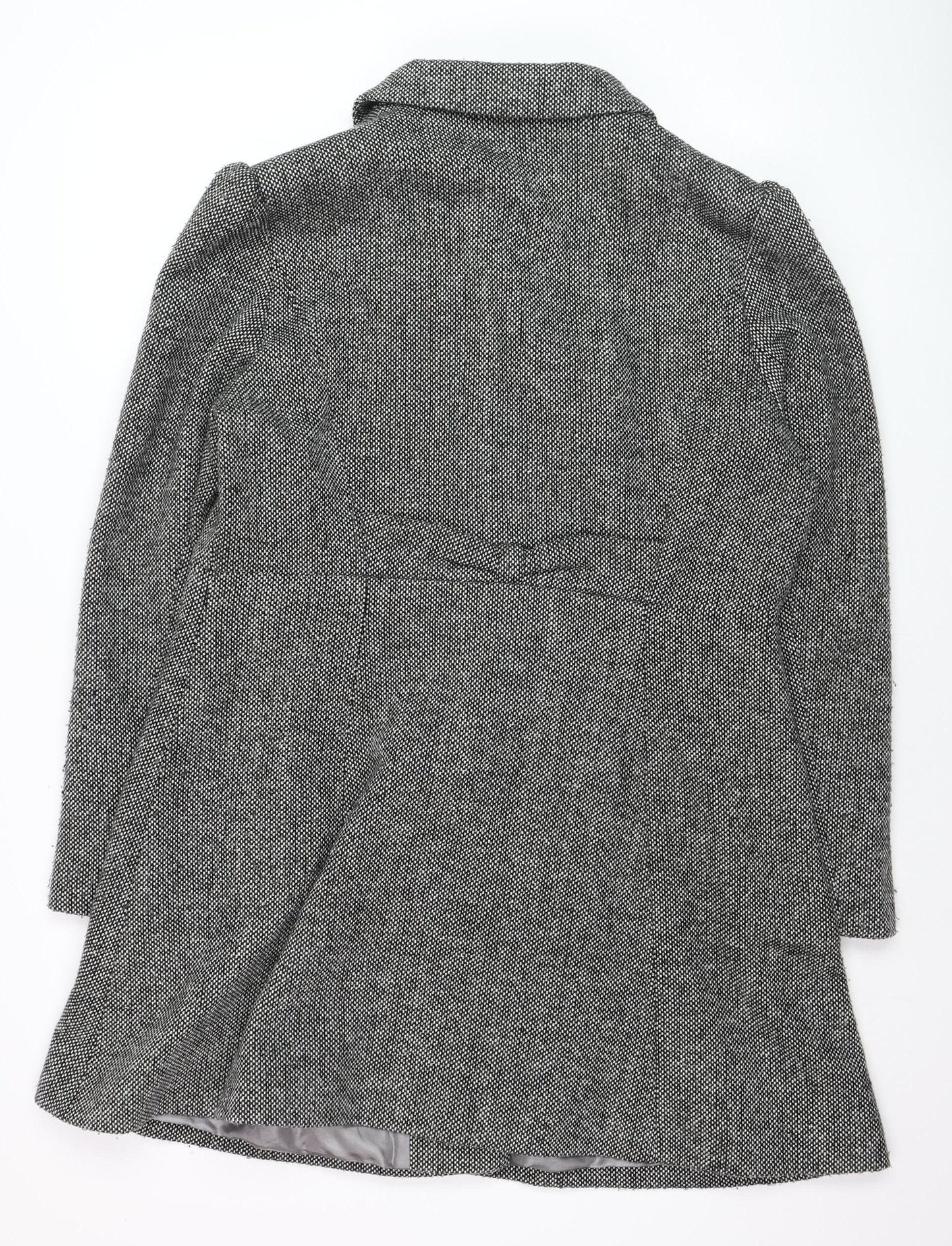 Reed Krakoff Womens Grey Wool Blend Tweed Overcoat Size 12