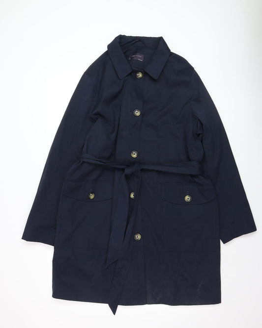 Marks and Spencer Women's Blue Trench Coat Size 22 Belted Cotton