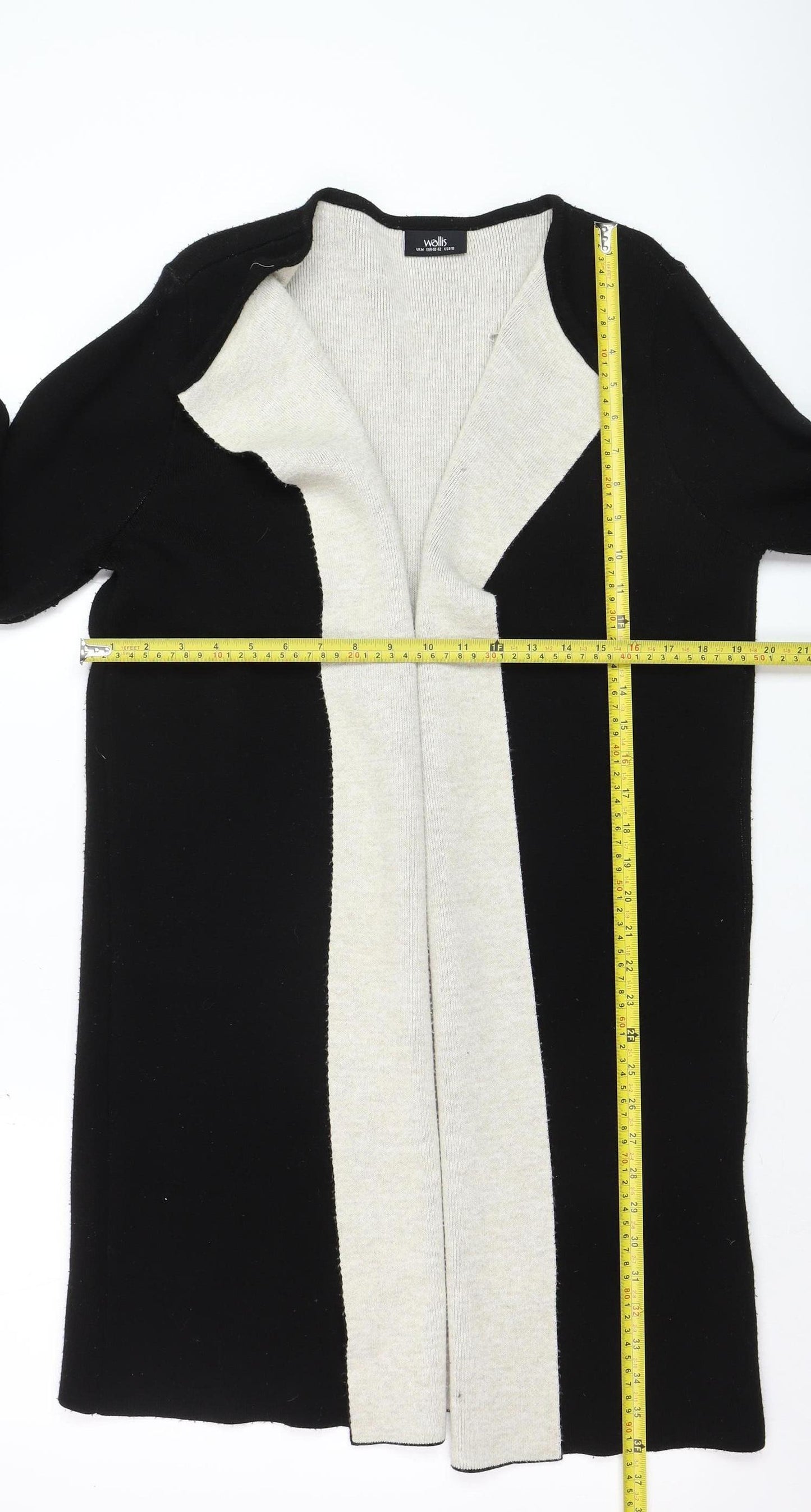 Wallis Women’s Black Longline Open Cardigan Medium Wool Blend