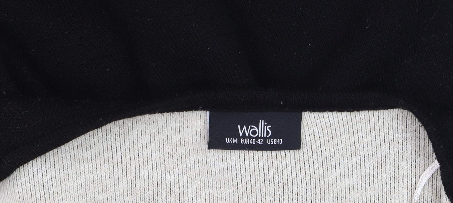 Wallis Women’s Black Longline Open Cardigan Medium Wool Blend