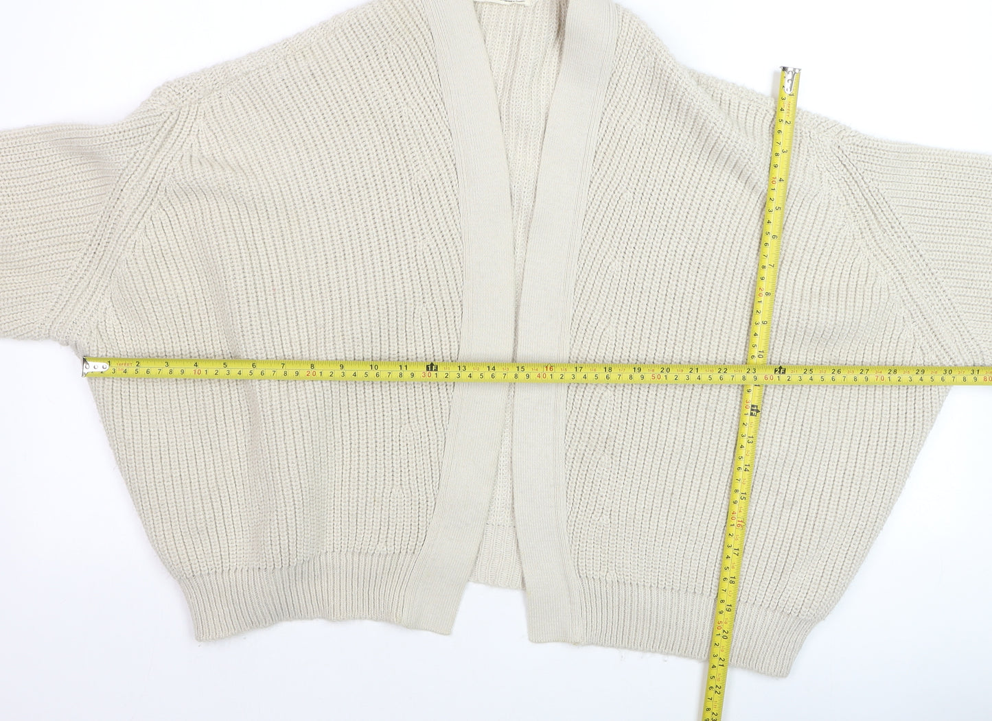 Urban Outfitters Women's Beige XS Chunky Knit Open Cardigan Jumper