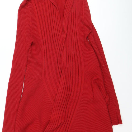 Marks and Spencer Women’s Red Ribbed Knit Open Cardigan Size 10