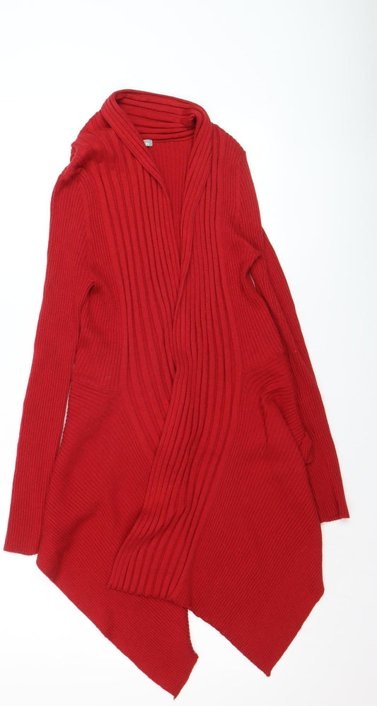 Marks and Spencer Women’s Red Ribbed Knit Open Cardigan Size 10