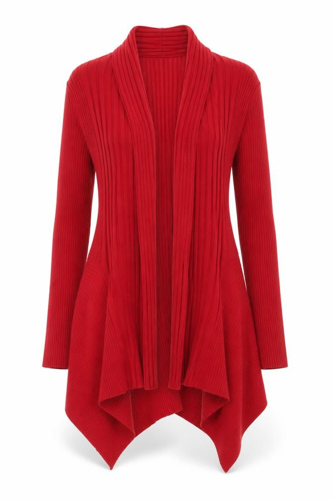 Marks and Spencer Women’s Red Ribbed Knit Open Cardigan Size 10