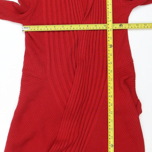 Marks and Spencer Women’s Red Ribbed Knit Open Cardigan Size 10