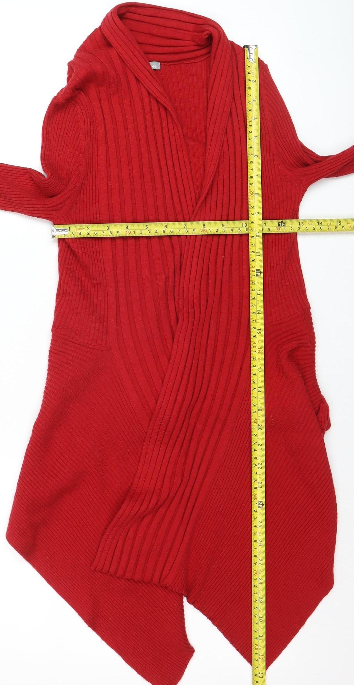 Marks and Spencer Women’s Red Ribbed Knit Open Cardigan Size 10