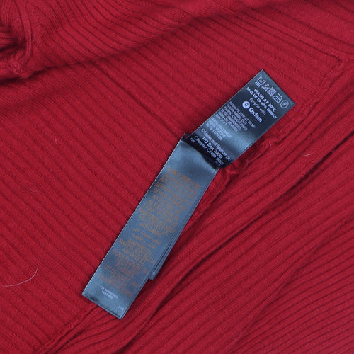 Marks and Spencer Women’s Red Ribbed Knit Open Cardigan Size 10