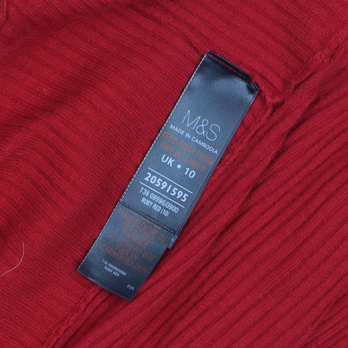 Marks and Spencer Women’s Red Ribbed Knit Open Cardigan Size 10