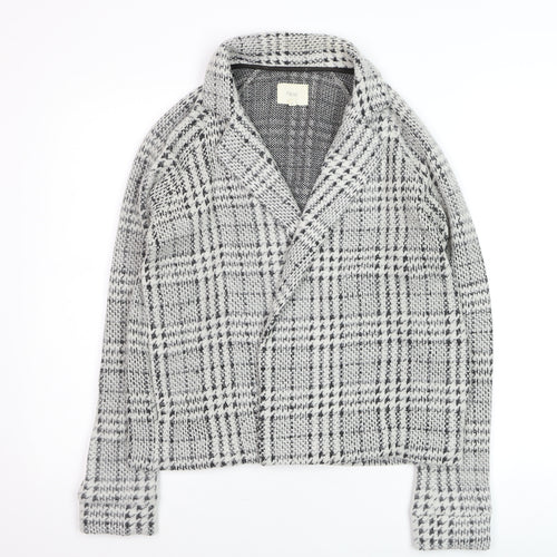 Next Women’s Grey Check Collared Knit Cardigan Size 10