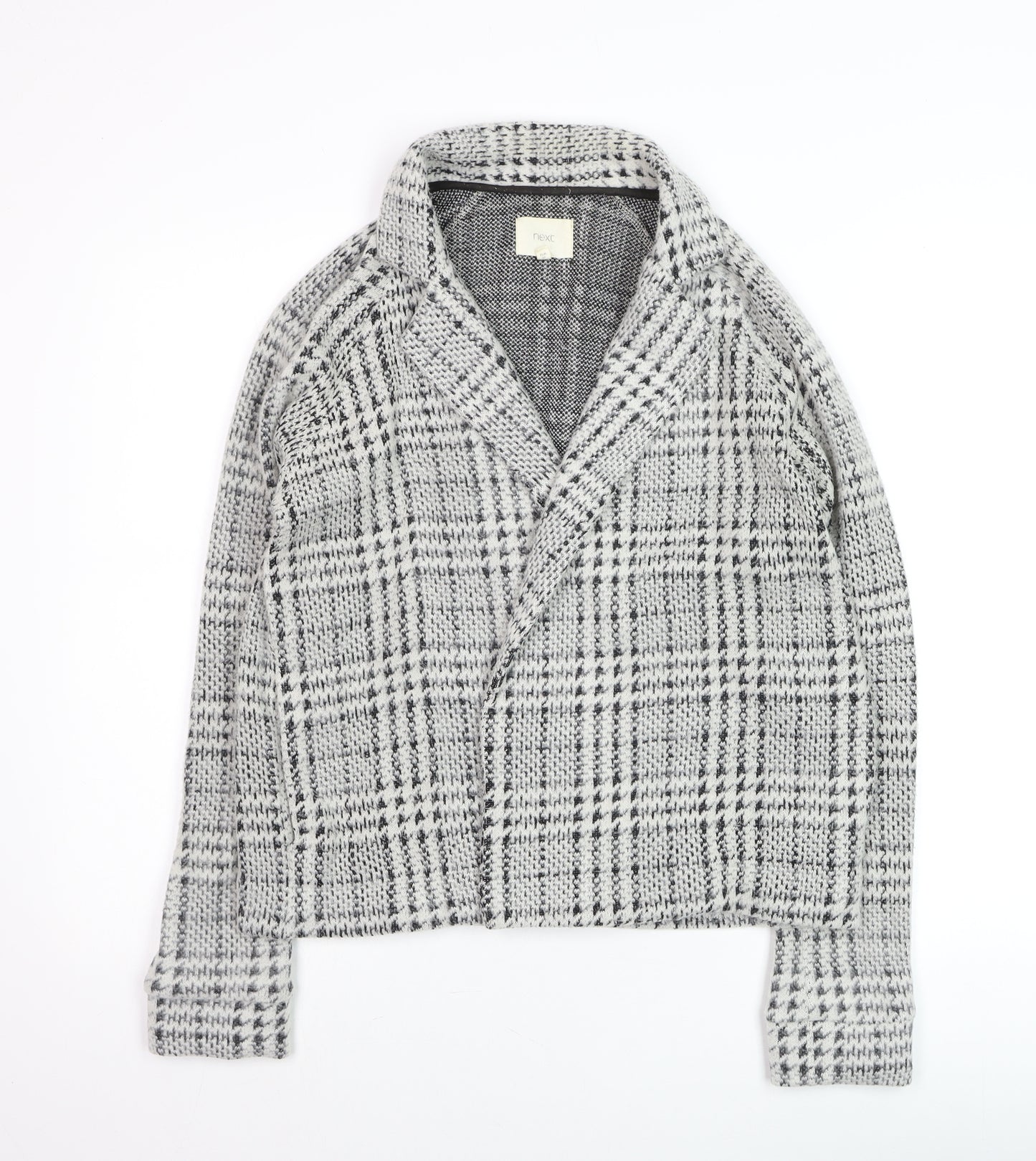 Next Women’s Grey Check Collared Knit Cardigan Size 10
