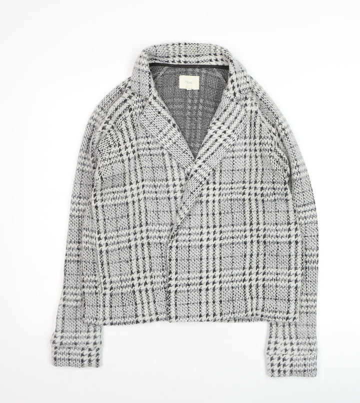 Next Women’s Grey Check Collared Knit Cardigan Size 10
