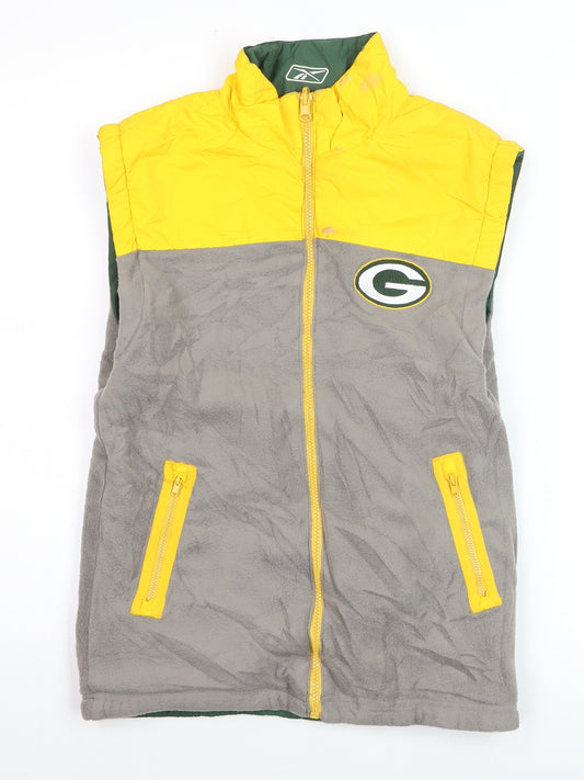 Reebok Mens Yellow Grey Reversible Packers Bodywarmer M Polyester
