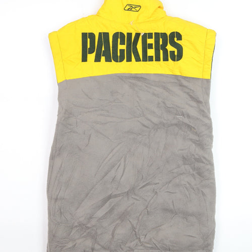 Reebok Mens Yellow Grey Reversible Packers Bodywarmer M Polyester